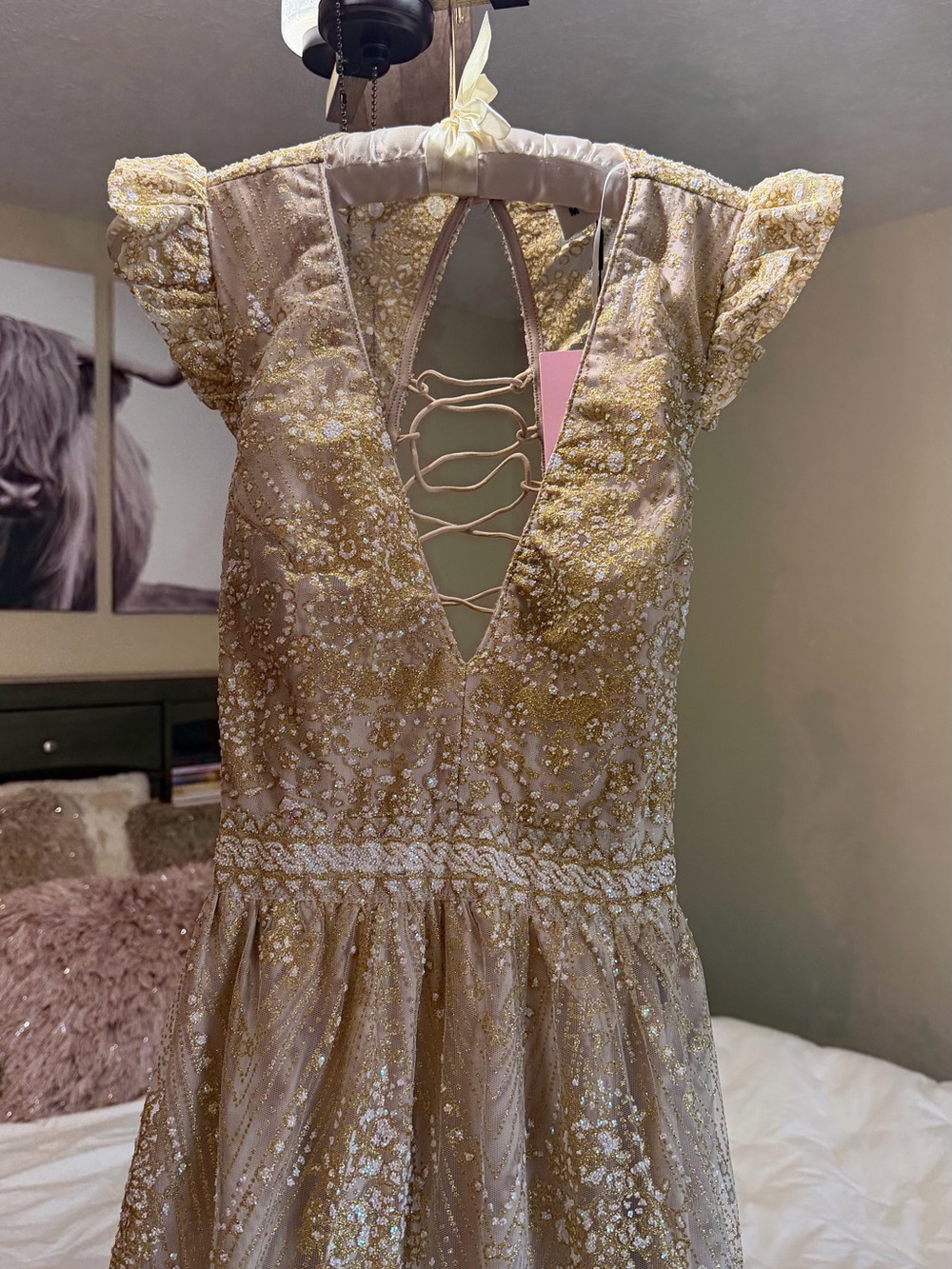 Hello Molly Blush Champagne Lace Up Maxi Gown - Picture 14 of 14